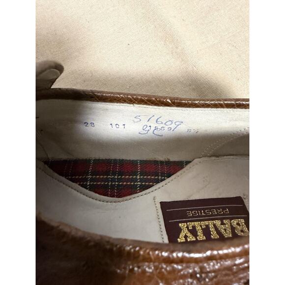Bally Prestige 1669 Shoes Mens Size 9.5 Brown Ostrich Loafers Slip On Dress